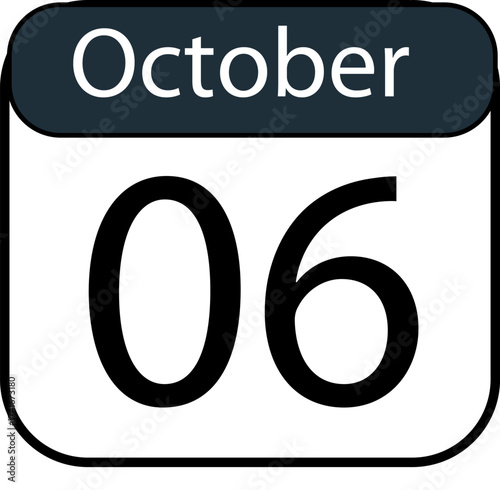 Mark your calendar with this modern October 6th date graphic, perfect for scheduling, reminders, and planning seasonal events with clear, bold numerals.