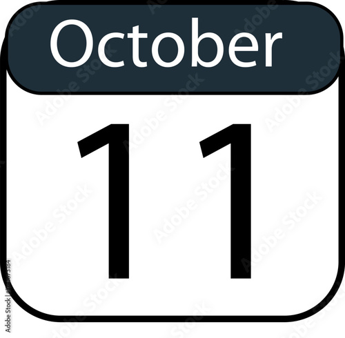Mark your calendar October eleventh with this bold, clean, and versatile date graphic perfect for any project needing a clear date reminder.