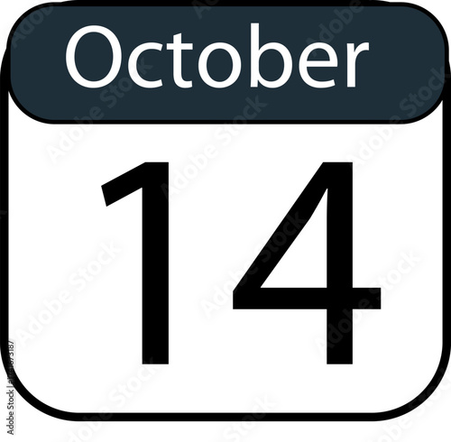 Mark your calendar for October 14th with this clear, bold date graphic representing a significant day or event