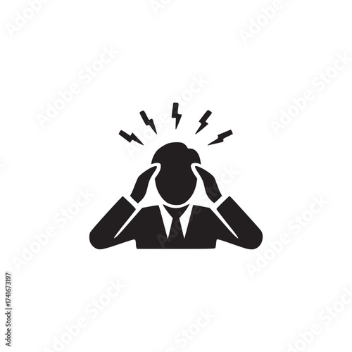 Vector art of stressed businessman business icon with stressed businessman vector illustration of stressed businessman with headache