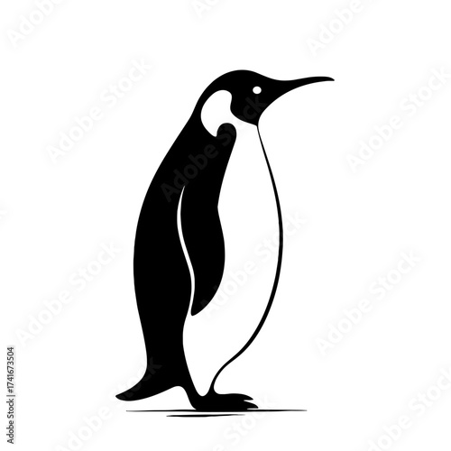 Emperor Penguin. Emperor Penguin simple black and white line art vector logo