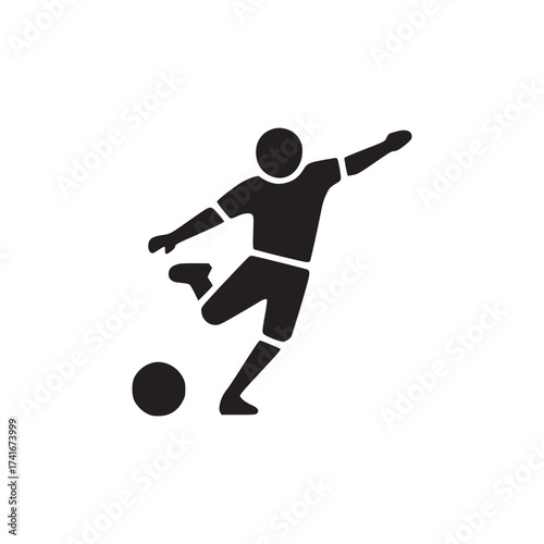 Vector art of soccer player kicking ball football player in action, sport, game, and competition concept athlete kicking ball with power and precision