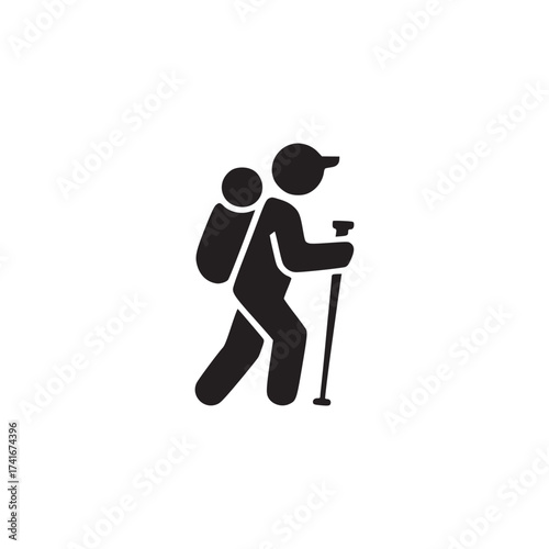 Vector art of hiker with backpack exploring natures beauty, one step at a time embracing the challenge of the trail, finding peace in the wilderness a journey of selfdiscovery