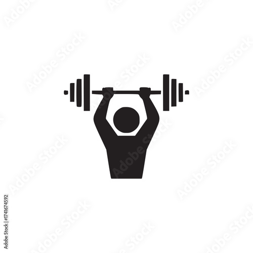 Vector art of weightlifter lifting barbell strong man exercising with heavy weights, building muscle and strength in the gym or fitness center