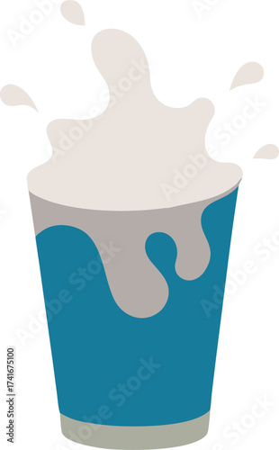 Milk Splash in Blue Glass Vector for Beverage and Dairy Illustration
