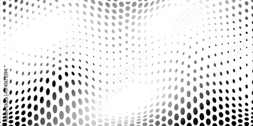 Abstract halftone wave dotted background. Halftone  grunge pattern with square.  Vector halftone modern pop art twisted texture for poster, cover, business card, postcard, art label layout, sticker.
