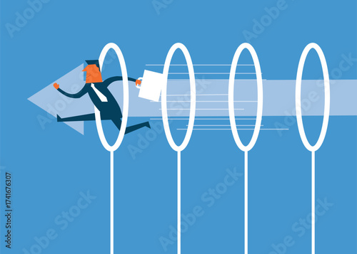 Entrepreneurs jump over obstacles and sprint towards their final destination.