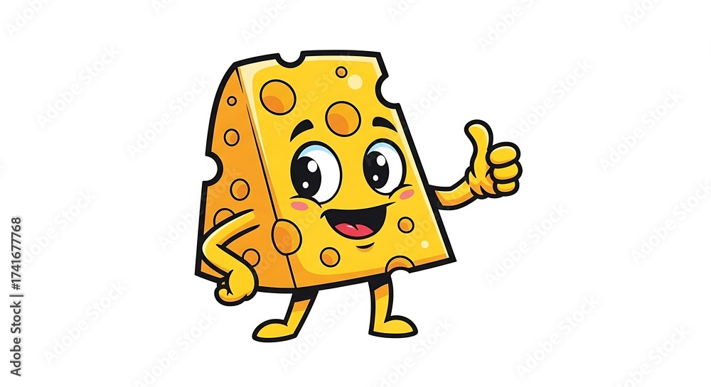 Fototapeta premium Cute Cartoon Cheese Character Mascot Vector