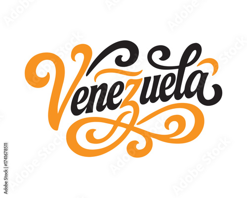 Venezuela retro typography vector