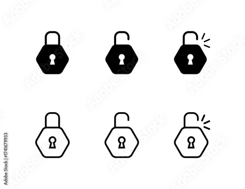 Lock icon collection. Collection icon of close and open lock.

