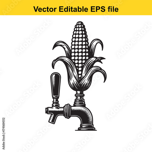 Vector art of corn cob on a beer tap