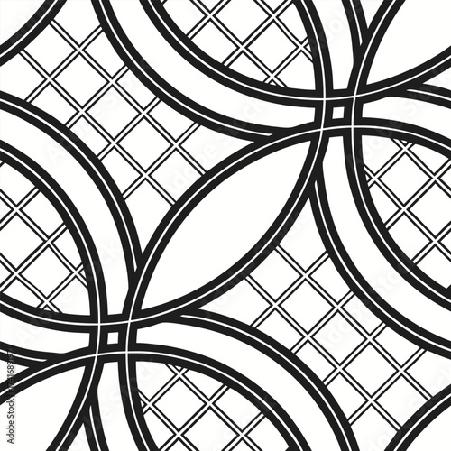 Luxury Ornamental Floral Vector Pattern | Black and White Decorative Stirland Geometric Tile for Fashion, Fabric, Carpet, Interior and Graphic Design | Timeless Digital Art Texture