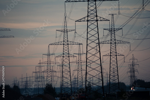 electric power lines in Saint-Petersburg Russia