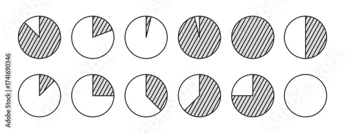 pie chart template illustration flat vector icon. editable, stroke pie chart. parts of the whole concept