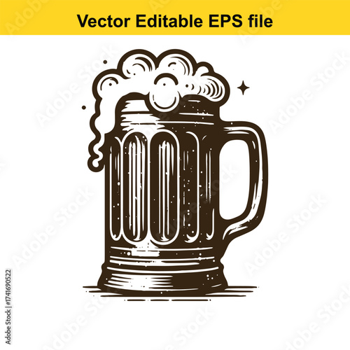 Vector art of frothy beer mug