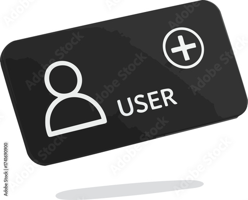 Illustrative icon representing user, add user, and account features. Clean user interface element for web and app design