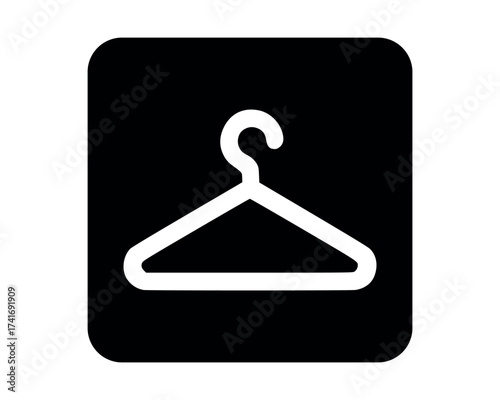Coat Check pictogram with hanger symbol – minimal signage icon for wardrobe services, hospitality zones, and civic UI systems – High-Quality Vectorial Stock Image