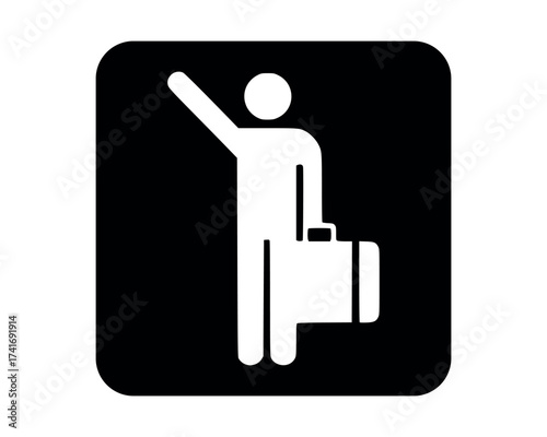 Arriving Flights pictogram with descending airplane symbol – minimal signage icon for airport terminals, transport hubs, and civic UI systems – High-Quality Vectorial Stock Image