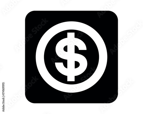 Cashier pictogram with dollar symbol – minimal signage icon for payment zones, financial services, and civic UI environments – High-Quality Vectorial Stock Image