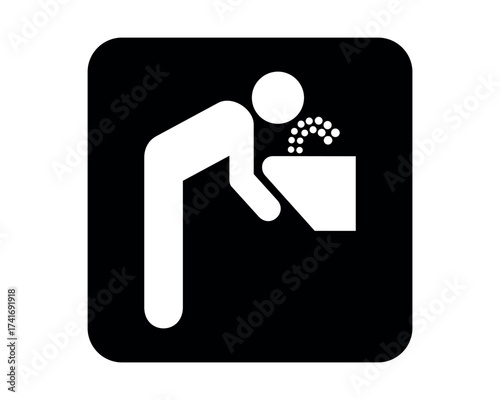 Drinking Fountain pictogram with water access symbol – minimal signage icon for hydration zones, public facilities, and civic UI systems – High-Quality Vectorial Stock Image