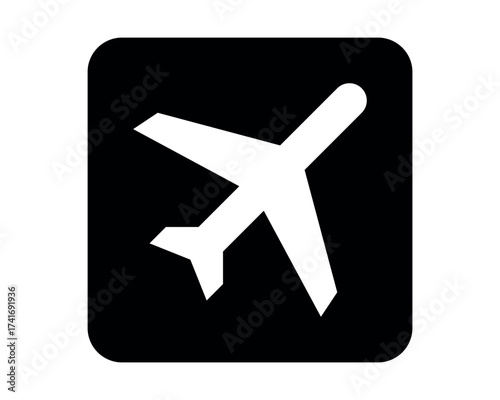 Departing Flights pictogram with ascending airplane symbol – minimal signage icon for airport terminals, transport hubs, and civic UI systems – High-Quality Vectorial Stock Image