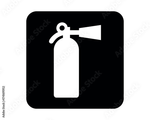 Fire Extinguisher pictogram with nozzle silhouette – minimal signage icon for emergency equipment, safety zones, and civic UI systems – High-Quality Vectorial Stock Image
