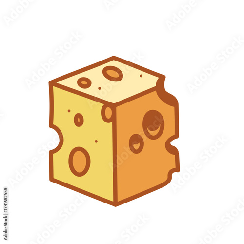 Geometric Cube of Swiss Cheese Vector Icon