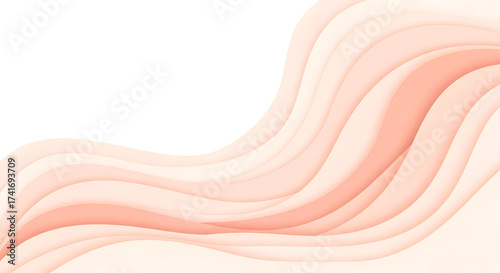 abstract soft flowing peach pink wavy lines isolated on white