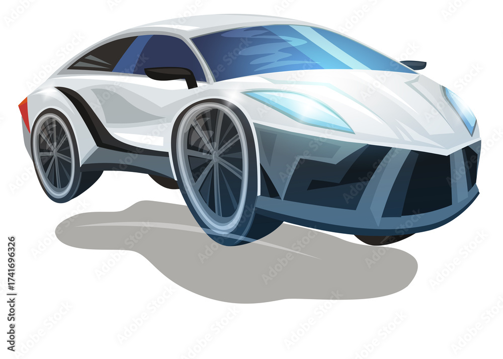 Fototapeta premium Cartoon street racing car vehicle on white background illustration for children