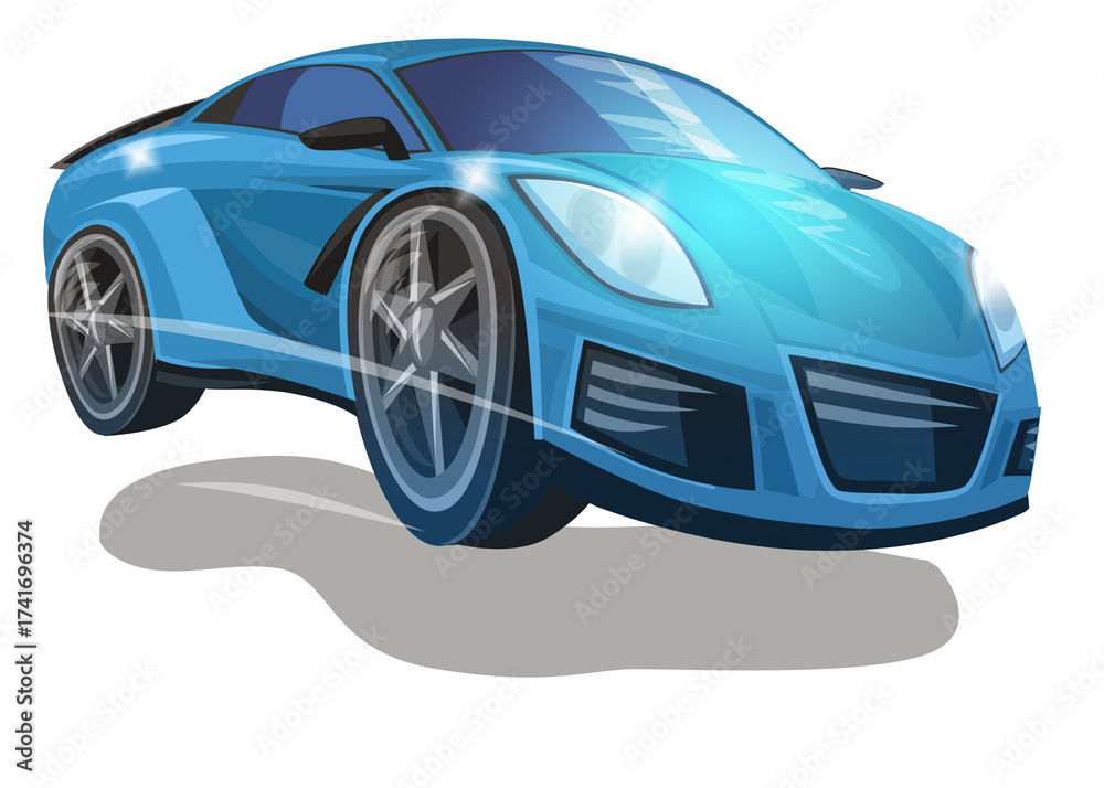 Fototapeta premium Cartoon street racing car vehicle on white background illustration for children