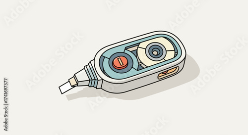 Detailed Correction Tape Dispenser Illustration with Visible Internal Mechanism