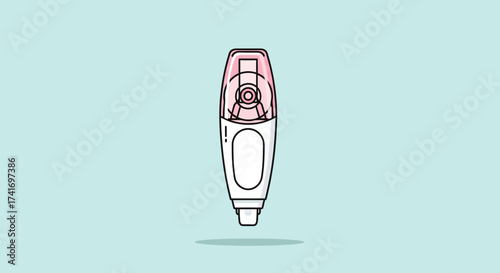 Modern Correction Tape Dispenser Vector Illustration on Light Blue Background - Office Stationery & School Supply
