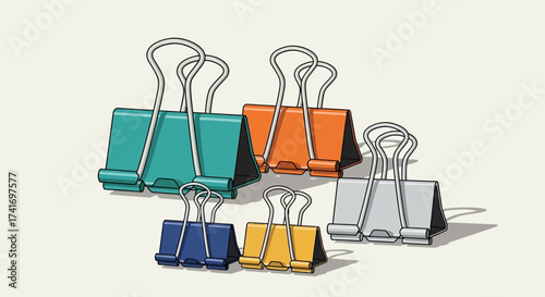 Assorted Colorful Binder Clips Set for Office and School Supplies