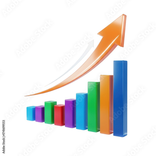 Free Download 3d bar chart with upward arrow shows business growth and financial success transparent background - GFXLoad