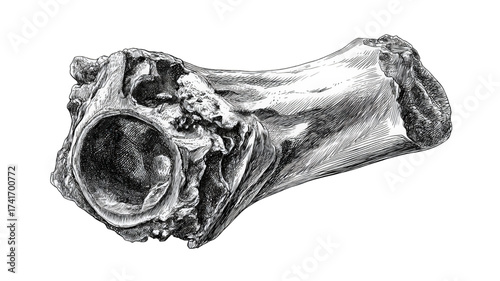Vintage hand drawn illustration of an animal bone joint.
