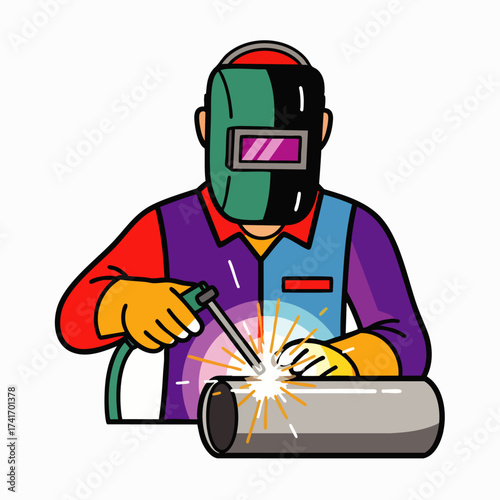 A skilled welder, protected by a mask, carefully fuses metal components together, creating a strong and durable bond for industrial applications.