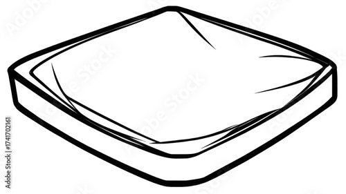 Simple black and white line art of a single cheese slice.