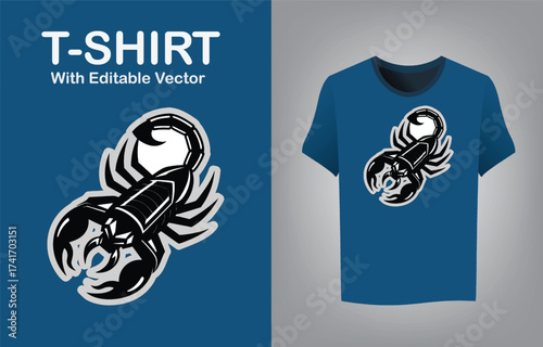Cyber scorpion mascot logo digital glowing tail sci-fi warrior design for apparel