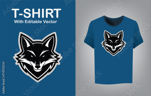 Sly fox mascot logo design for t-shirts and apparel glowing orange outline fierce expression
