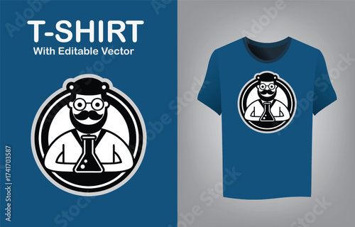 Cute scientist mascot logo for educational brand and t-shirt design