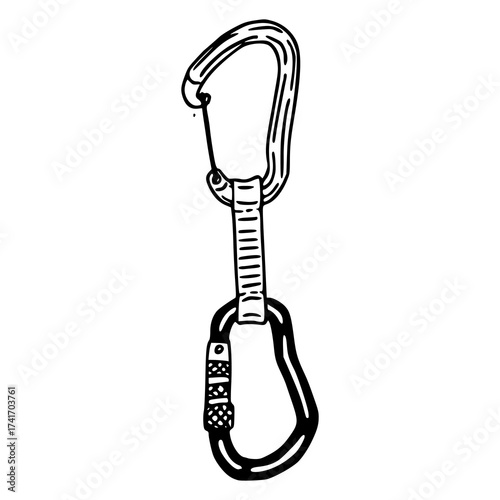 mountaineering carabiner and sling illustration