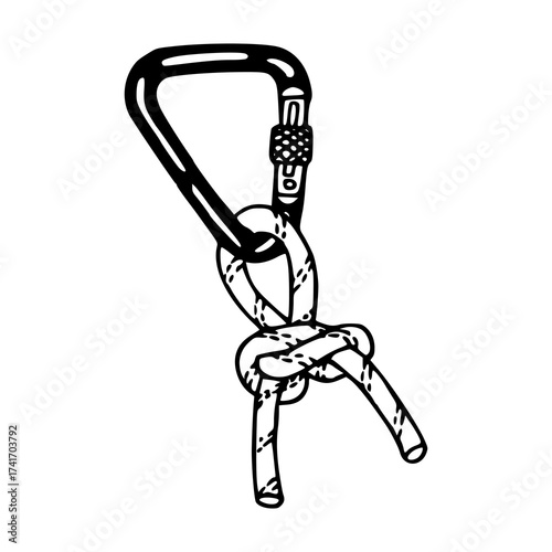 climbing anchor system with locking carabiner and safety knot