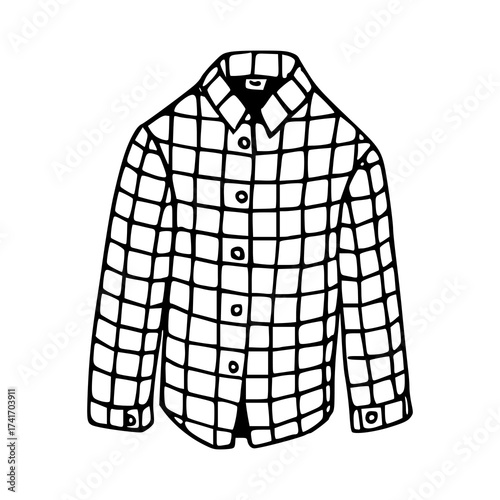 plaid flannel shirt outline illustration