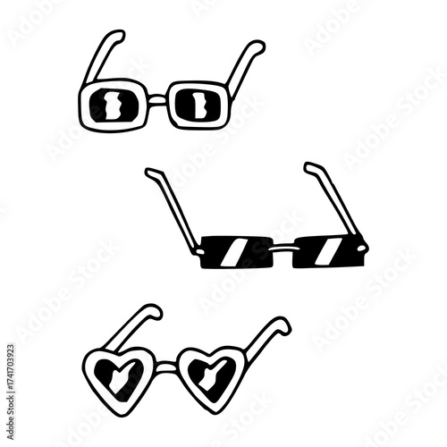 collection of fun and stylish eyewear doodle