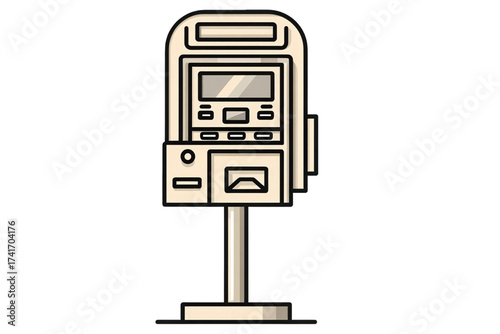 Vector illustration of a modern electronic parking meter.