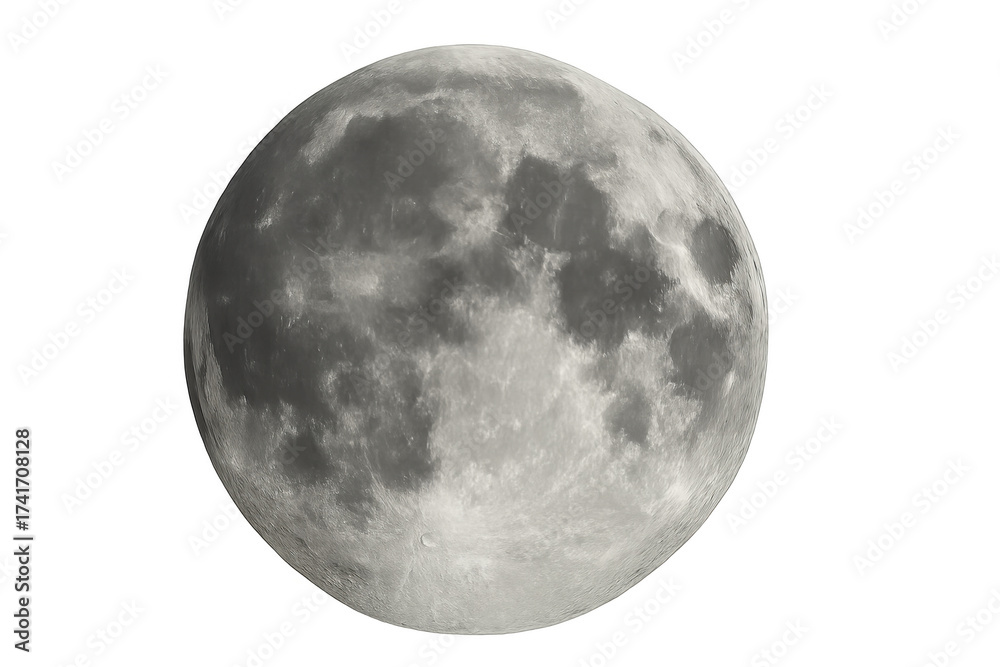 Obraz premium Full moon illuminating space with transparent background