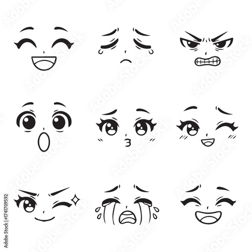 Manga Style Facial Expressions