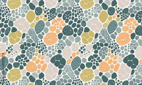 Complex Geological Terrazzo and Pebble Collage Seamless Pattern