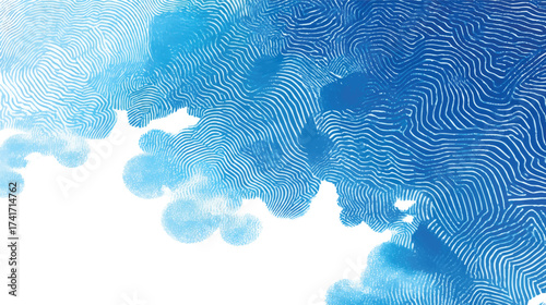 Abstract blue background with flowing lines and connected dots, representing technology and data visualization