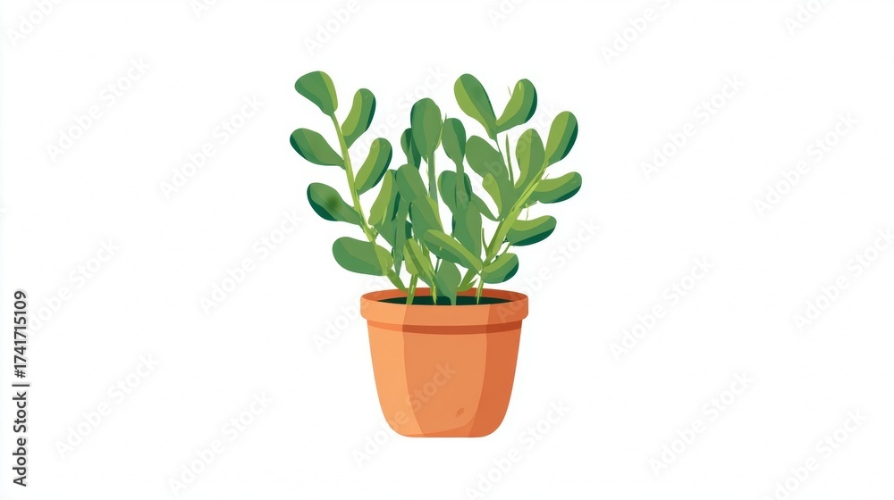 Fototapeta premium Isolated potted green houseplant with fresh leaves for home decoration